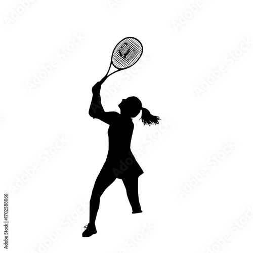 Female Tennis Player Silhouette Serving