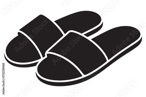 Beach flip flops icon  black silhouette vector
