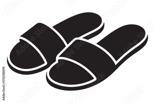 Beach flip flops icon  black silhouette vector

