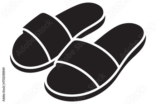 Beach flip flops icon  black silhouette vector
