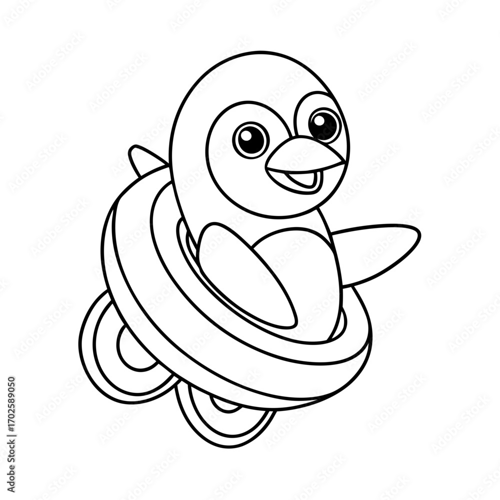 Obraz premium Cheerful Penguin Racing Coloring Page