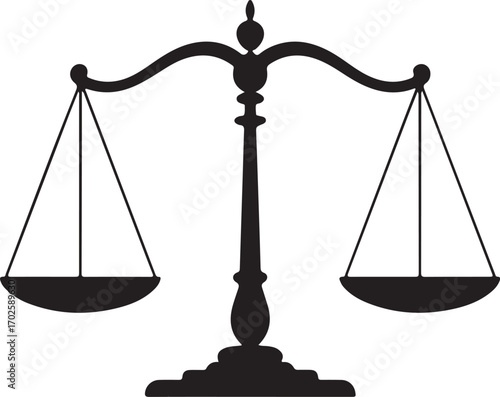 Minimalist Balance Scale Silhouette Vector for World Justice Day (Oct 12)