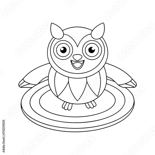 Smiling Owl Jumping Over Coloring Page