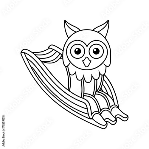 Smiling Owl Sliding Over Coloring Page
