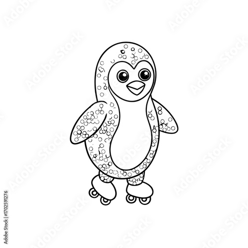 Smiling Penguin Skating Coloring Page
