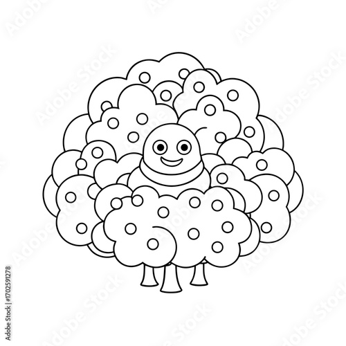 Smiling Snowman Hiding Coloring Page