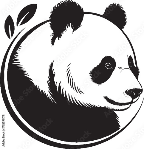 Simple Panda Head Silhouette Illustration for Wildlife Conservation Theme