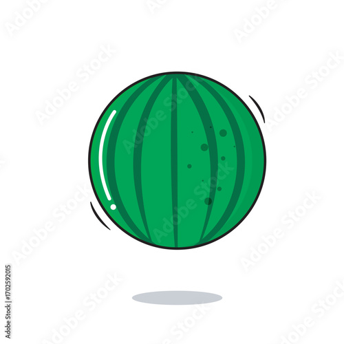 Vector Whole Fresh Watermelon Fruit Icon Cartoon Style On White Background Vector Illustration
