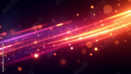 Abstract futuristic light beam. A dynamic and glowing light trail with a motion blur effect. A high-speed concept for technology, energy, and digital data flow. Generative Ai.