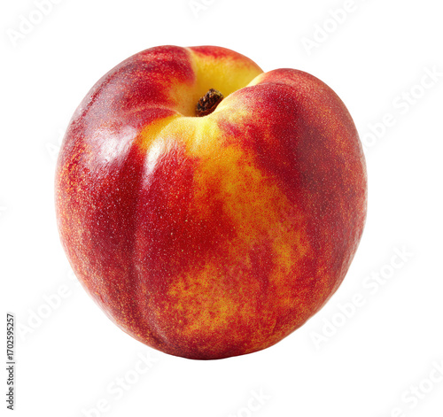 Wallpaper Mural Close-up of a single ripe peach, vibrant red-orange hues, smooth skin, centered against black background Torontodigital.ca