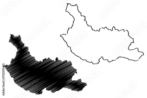 Kyustendil Province (Republic of Bulgaria, Provinces of Bulgaria) map vector illustration, scribble sketch Kyustendil map