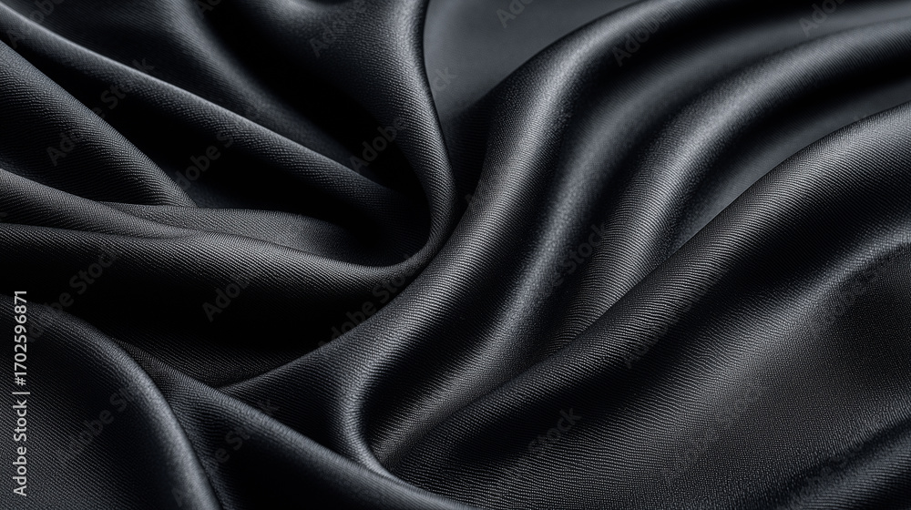 Fototapeta premium A dark satin fabric, luxurious texture of smooth material, flowing gently