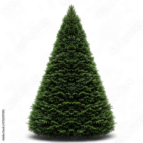 Large green christmas tree isolated on transparent background