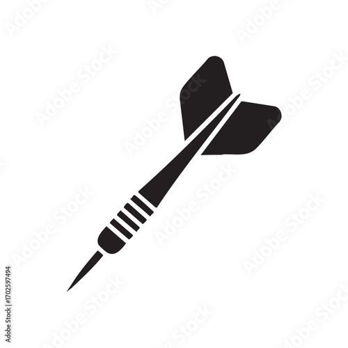 Black Silhouette Dart Icon for Aim and Target