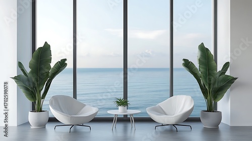 Beautiful Apartment, Sofa, Chair, Dining Table wall Mockup Interior design of modern living room