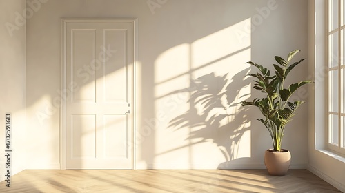 Beautiful Apartment, Sofa, Chair, Dining Table wall Mockup Interior design of modern living room