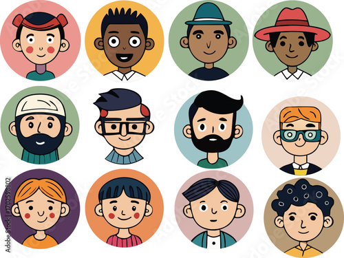 Versatile character illustration pack with diverse color options and classic font styles