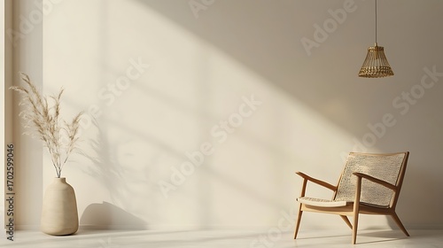 Beautiful Apartment, Sofa, Chair, Dining Table wall Mockup Interior design of modern living room