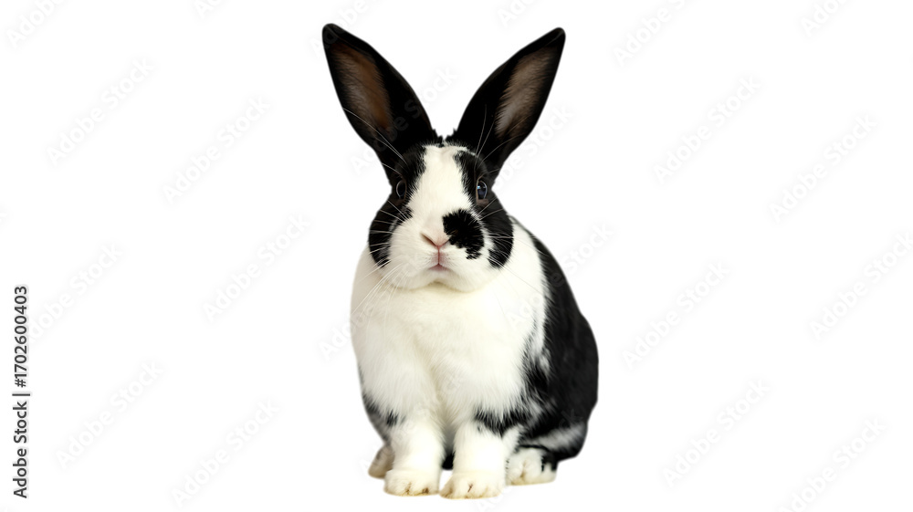 Fototapeta premium Black and white rabbit isolated on transparent background