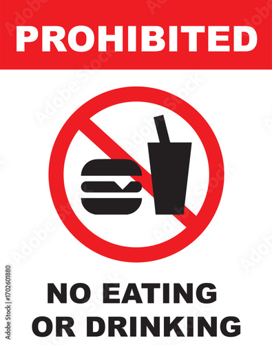 Sign for commercial establishment: No eating or drinking in this area