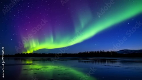 Northern Lights over frozen lake (1)