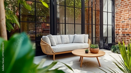 Beautiful Apartment, Sofa, Chair, Dining Table wall Mockup Interior design of modern living room