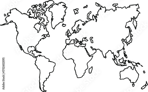 Global Continents Outline Icon Collection  Geography and Travel Vector