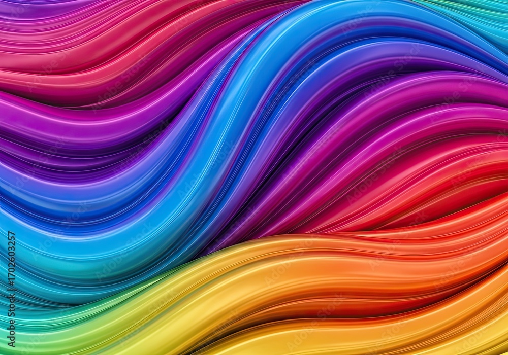 Fototapeta premium Photo of colorful abstract background with flowing rainbow waves, creating a vibrant and eyecatching design for various creative projects and visual displays