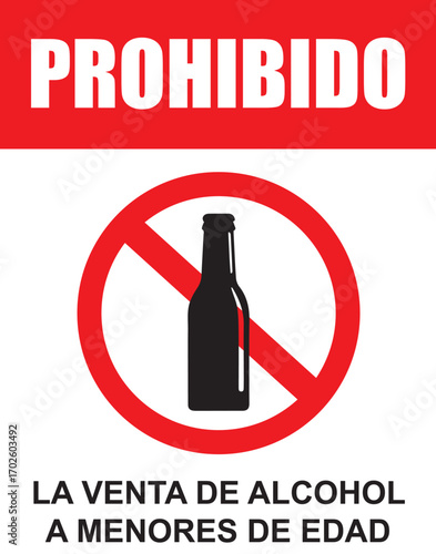 Rótulo para establecimiento comercial con venta de licores prohibido la venta de alcohol a menores de edad