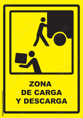 Rótulo para establecimiento comercial zona de carga y descarga de camiones