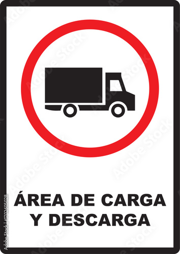 Rótulo para establecimiento comercial área de carga y descarga de mercadería