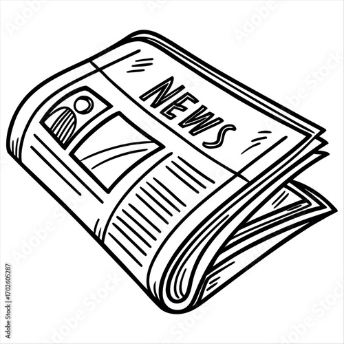 Hand-drawn vector drawing of a Newspaper.