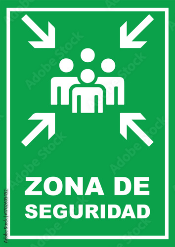 Rótulo zona de seguridad emergencia evacuación