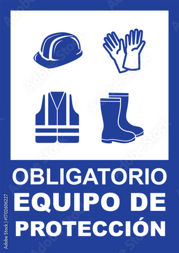 Rótulo establecimiento comercial obligatorio usar el equipo de protección
