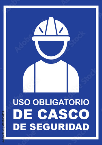 Rótulo comercial uso obligatorio de casco de seguridad