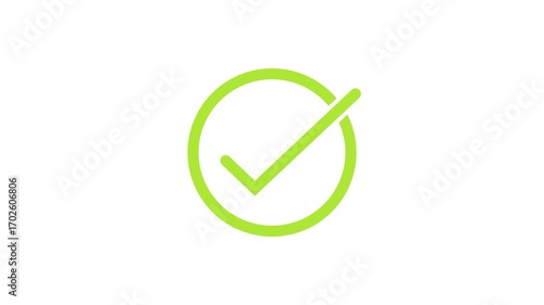 Green Thick Mark Animation Success Status Symbol on a Clean White Background for Approval, Confirmation, Completion, and Validation.