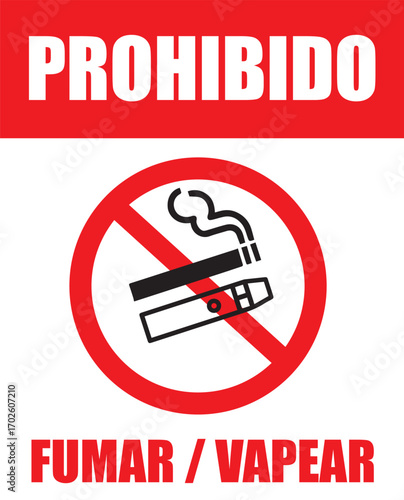 Rótulo prohibido botar fumar y vapear