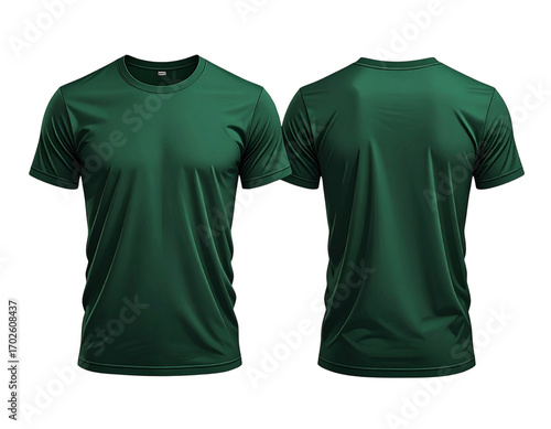Firefly_T-shirt mockup, dark green color t-shirt front and back view isolated on transparent