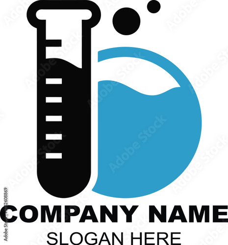 Creative Chemistry Lab Test Tube and Beaker Scientific Innovation Logo