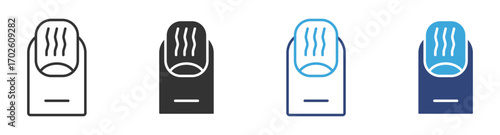 human fingernail with texture details icons, representing nail care or health, vector illustration. 