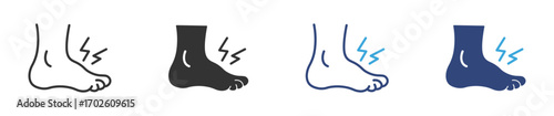 Foot pain icon set, painful and leg, foot ache  icons, vector illustration. 