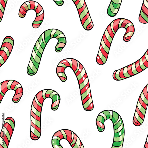 Candy Cane Seamless Pattern Vector Illustration