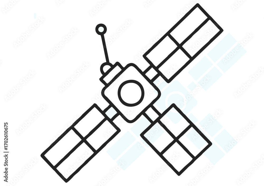 Obraz premium Satellite outline symbolizing space technology and communication with copy space