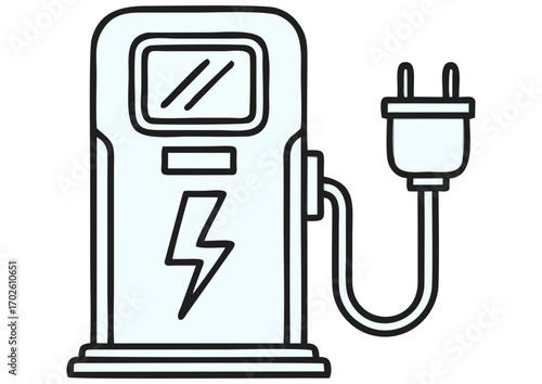 Gas station outline with fuel pump and car symbolizing transportation and refueling with copy space