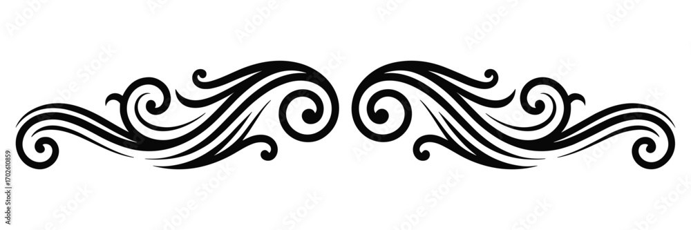 Fototapeta premium Elegant Flourish Vector Illustration Design Element Divider Ornamental Swirl Decoration Art