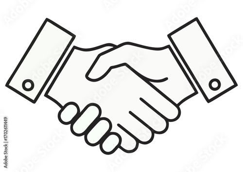 Handshake outline symbolizing agreement and partnership in business with copy space
