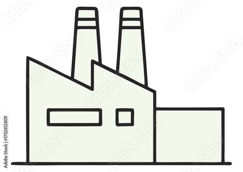 Stylized industrial factory outline with smokestacks for manufacturing concept and copy space
