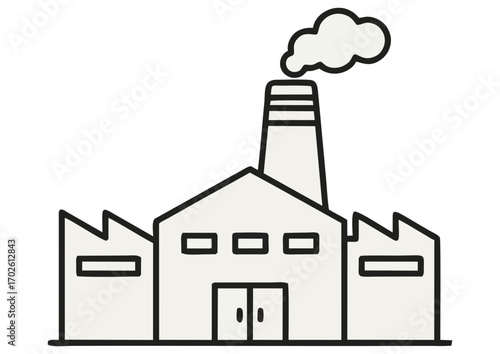 Stylized industrial factory outline with smokestacks for manufacturing concept and copy space
