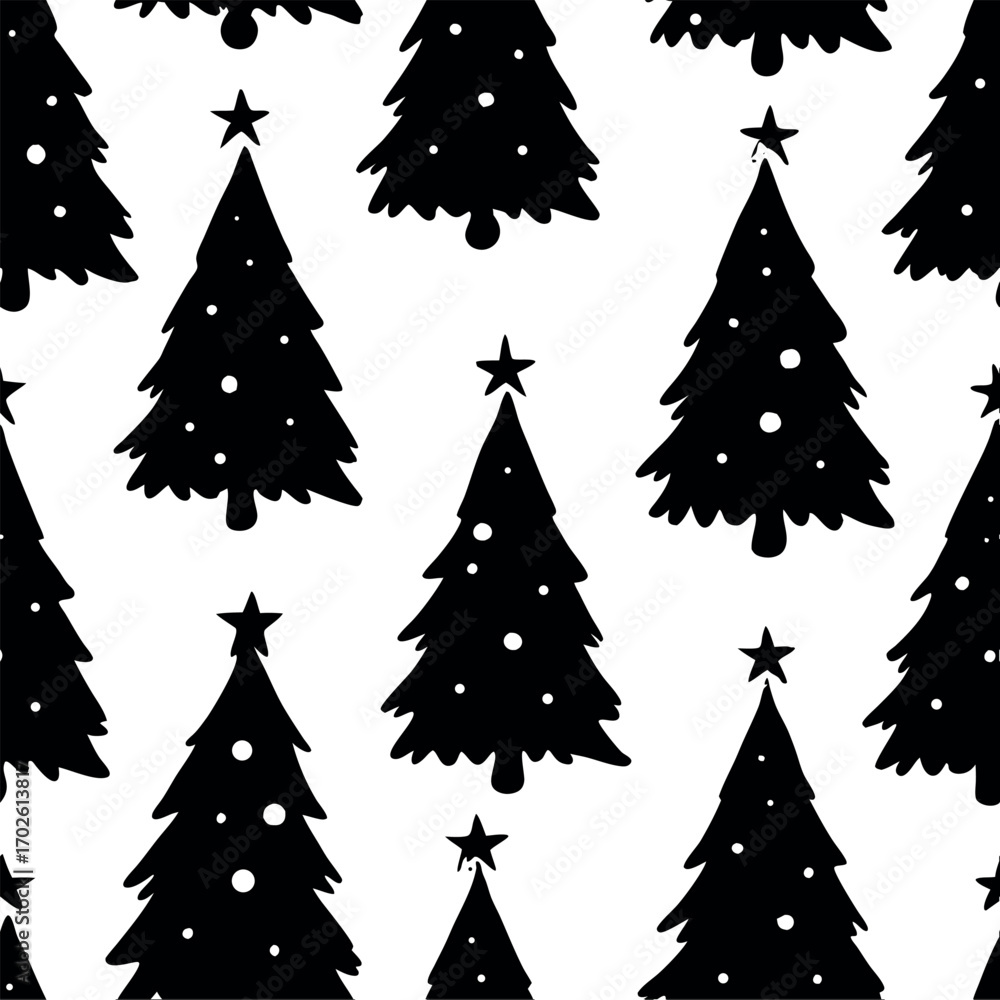 Obraz premium Christmas tree seamless pattern 