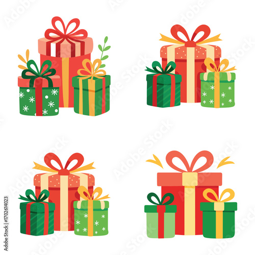 set of Christmas gift  boxes vector